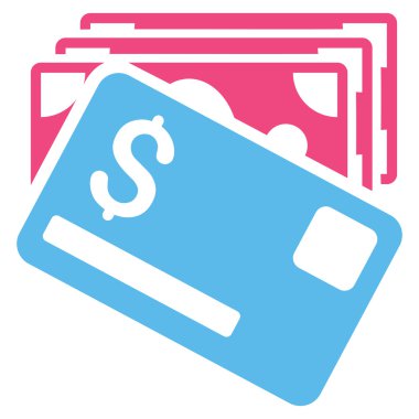 Banknot ve kart düz vektör simgesi