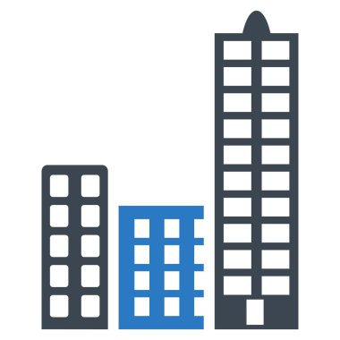 Şehir düz vektör simgesi