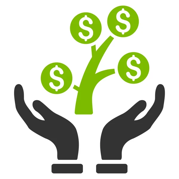 Pengar Tree Care händer platt vektor Icon — Stock vektor