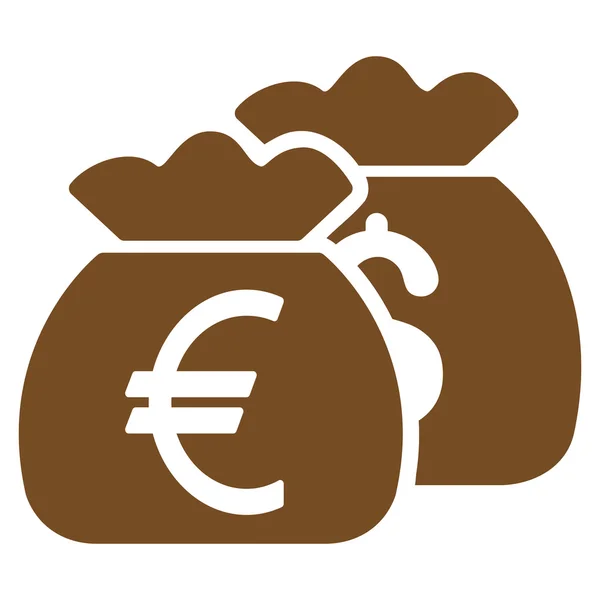 Euron pengar påsar platt vektor Icon — Stock vektor