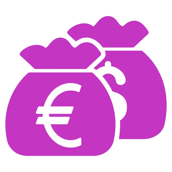 Euro Money Bags Ikon Vektor Datar - Stok Vektor
