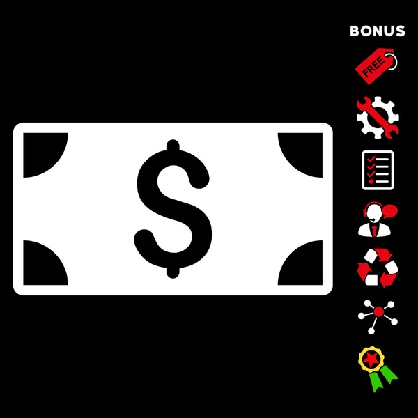 Billete de dólar plano Vector icono con bono — Archivo Imágenes Vectoriales