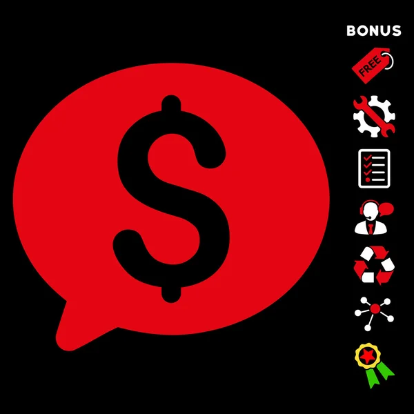 Icône vectorielle plate de message d'argent avec le boni — Image vectorielle