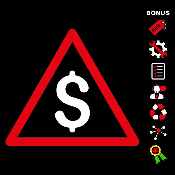 Icône vectorielle plate d'avertissement d'argent avec le boni — Image vectorielle