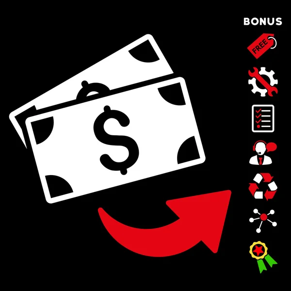 Enviar dinero plano Vector icono con bono — Vector de stock