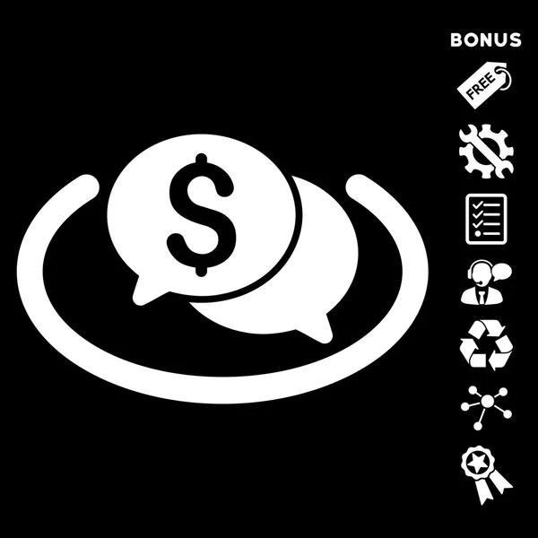 Ikona płaskie wektor obszaru finansowego Czat z Bonus — Wektor stockowy