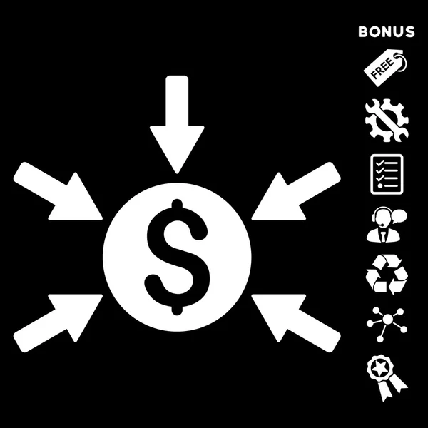 Icono de Vector plano de ingresos de dinero con bono — Vector de stock