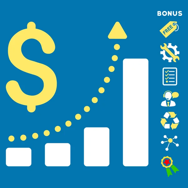 Ventas de crecimiento plano Vector icono con bonificación — Vector de stock