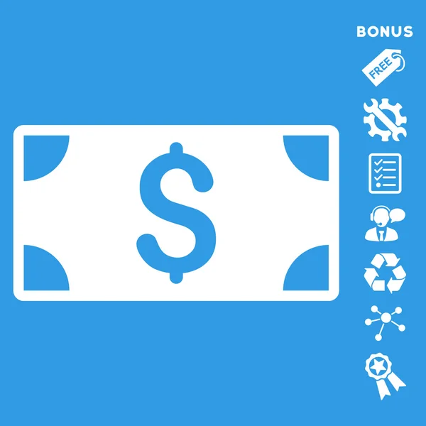 Dollar bankbiljet Flat Vector Icon met Bonus — Stockvector