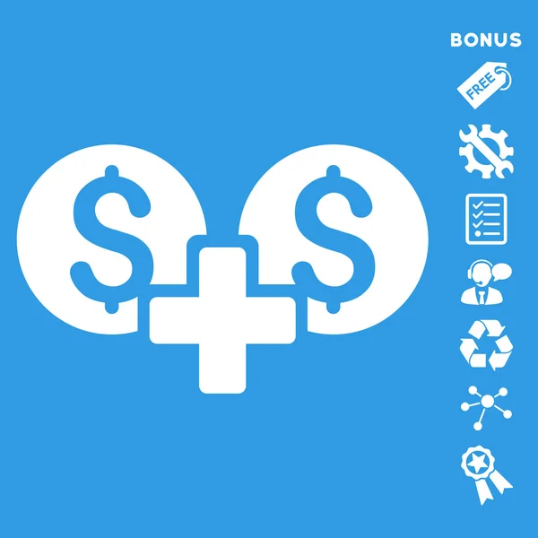 Finanční částka plochý vektorové ikony s bonusem — Stockový vektor