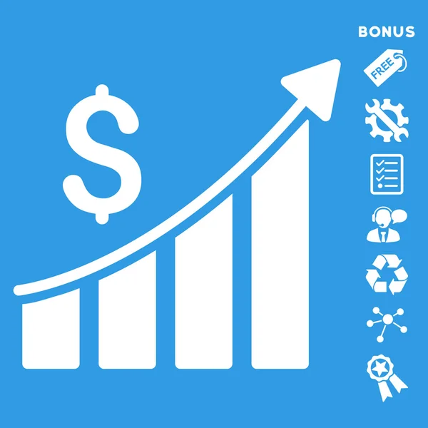 Sales Growth Bar Chart Flat Vector Icon With Bonus — Stock Vector