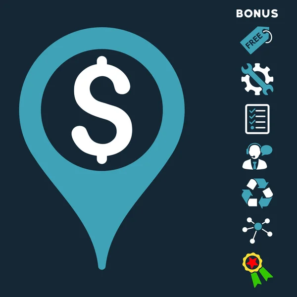 Icône vectorielle plate de pointeur de carte bancaire avec le bonus — Image vectorielle