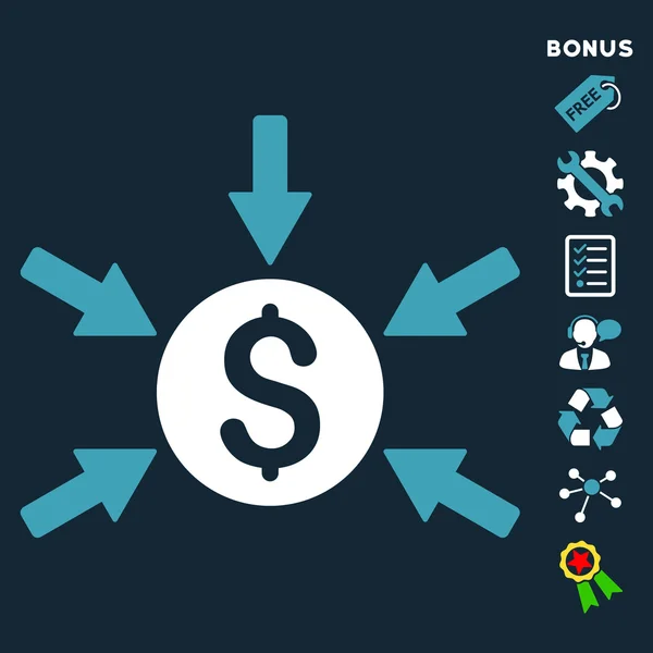 Icône vectorielle plate de revenu d'argent avec le bonus — Image vectorielle