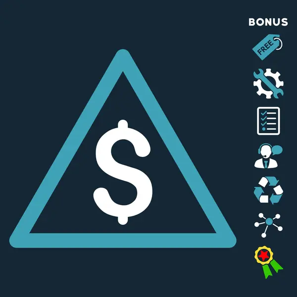 Geld Warnung flache Vektor-Symbol mit Bonus — Stockvektor