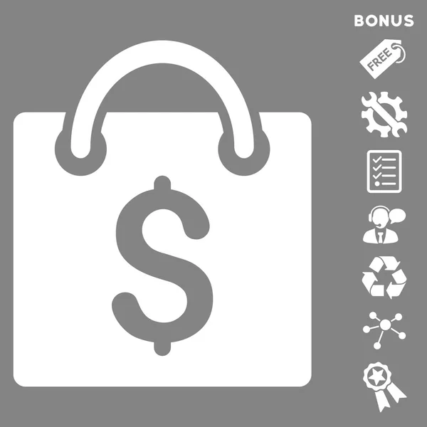Bevásárló táska lapos Vector Icon bónusz — Stock Vector