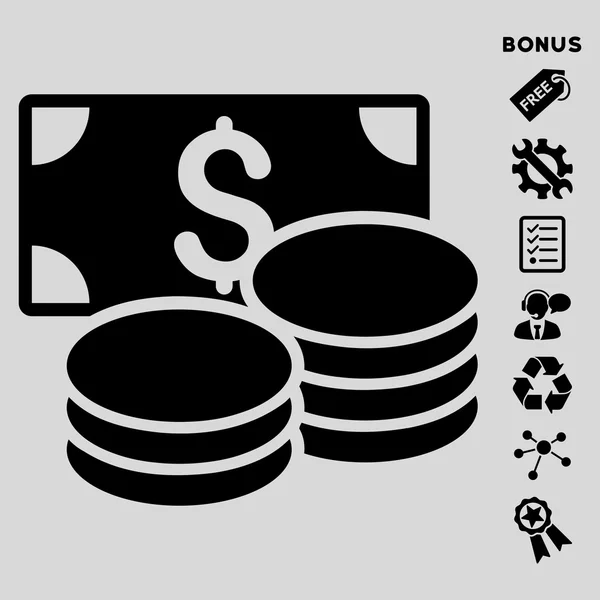 Icono de vector plano en efectivo con bono — Archivo Imágenes Vectoriales