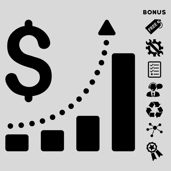 Sales Growth Flat Vector Icon With Bonus — Stock Vector