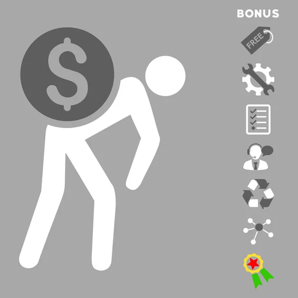 Финансовый курьер икона с плоским вектором с бонусом — стоковый вектор