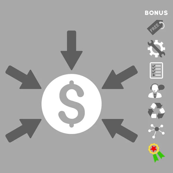Icono de Vector plano de ingresos de dinero con bono — Vector de stock