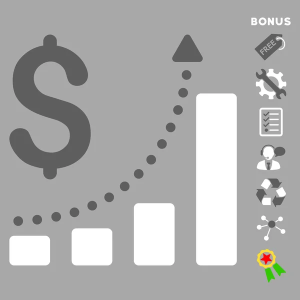 Sales Growth Flat Vector Icon With Bonus — Stock Vector