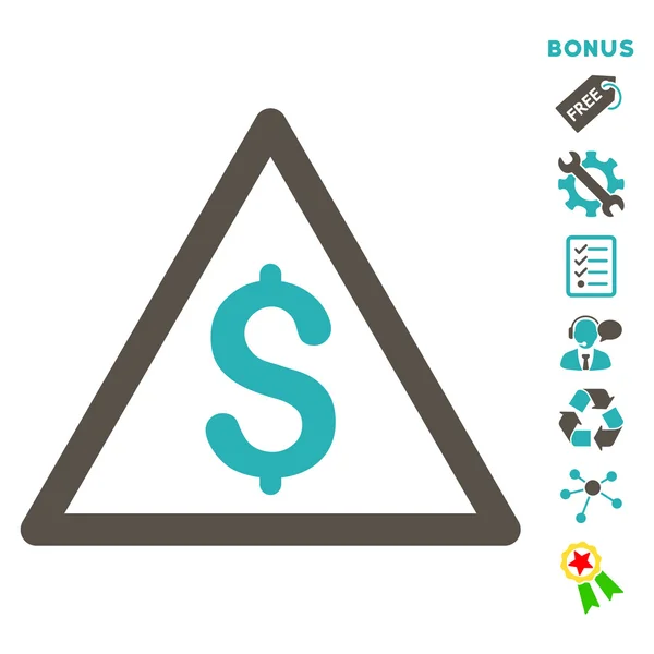 Waarschuwing platte Vector Icon met Bonus geld — Stockvector