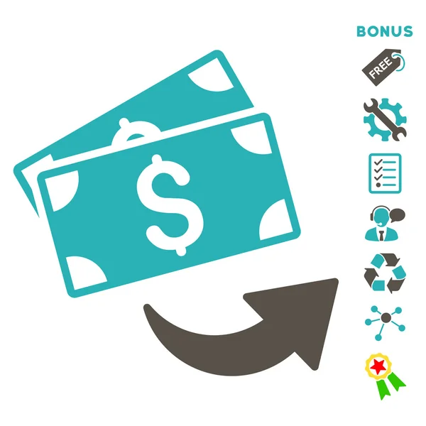 Stuur geld platte Vector Icon met Bonus — Stockvector