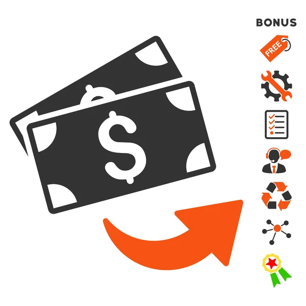 Stuur geld platte Vector Icon met Bonus — Stockvector