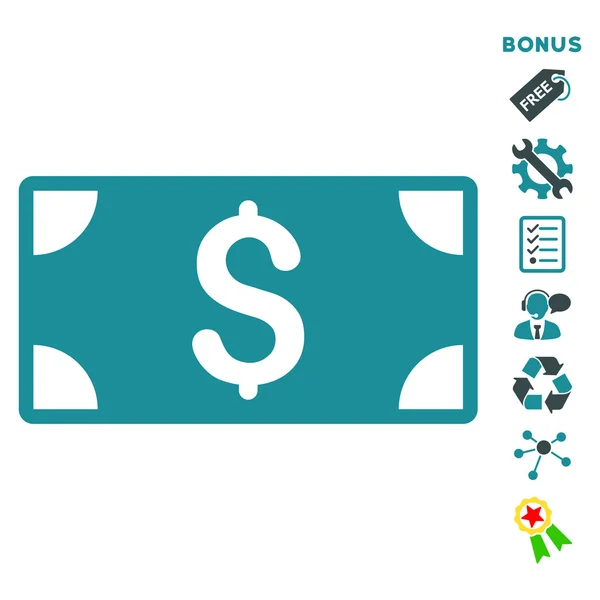 Dollar Banknote Flat Vector Icon With Bonus — Stock Vector