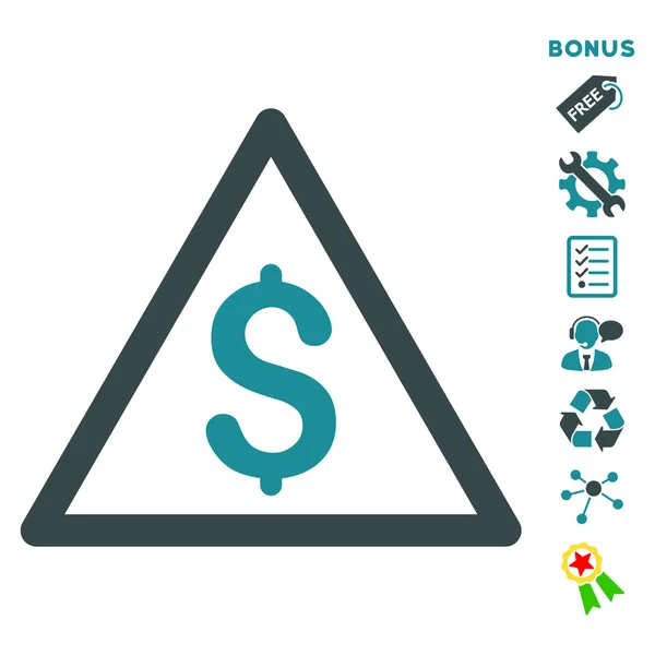 Money Warning Flat Vector Icon With Bonus — Stock Vector