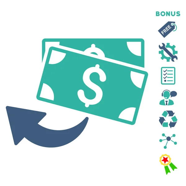 Cashback Flat Vector Icon With Bonus — Stock Vector