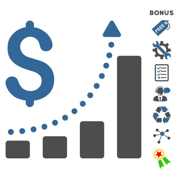 Ventas de crecimiento plano Vector icono con bonificación — Archivo Imágenes Vectoriales