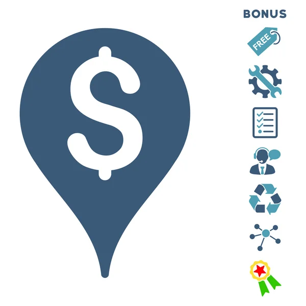 Carte bancaire marqueur plat vectoriel icône avec bonus — Image vectorielle