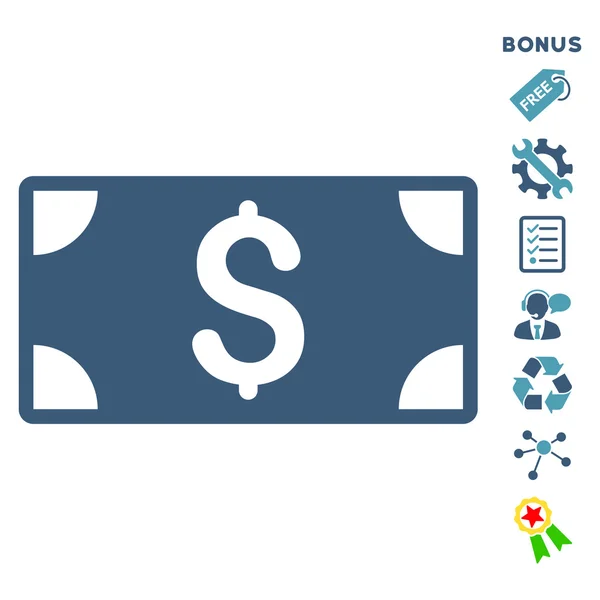 Dollar Banknote Flat Vector Icon With Bonus — Stock Vector