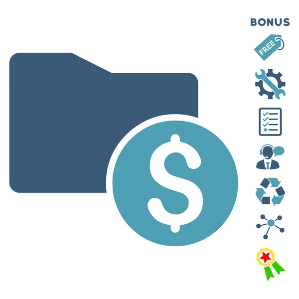 Money Folder Flat Vector Icon With Bonus — Stock Vector
