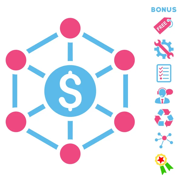 Icono plano del vector del esquema radial financiero con la prima — Vector de stock