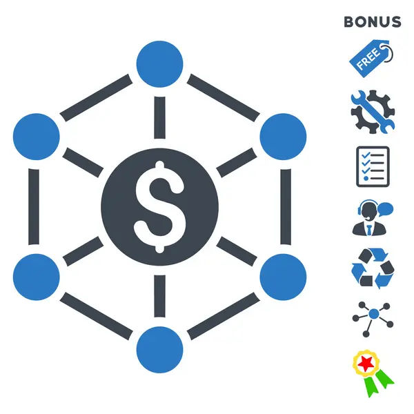 Icono plano del vector del esquema radial financiero con la prima — Vector de stock