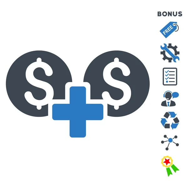 Finanzsumme Flat Vector Icon mit Bonus — Stockvektor