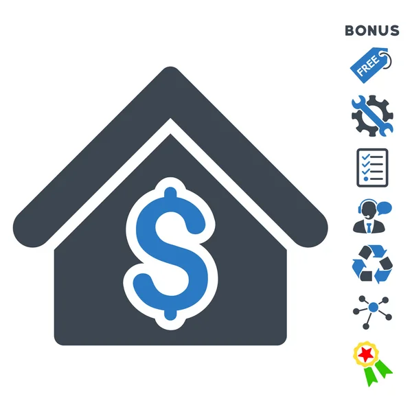 House Rent Flat Vector Icon With Bonus — Stock Vector