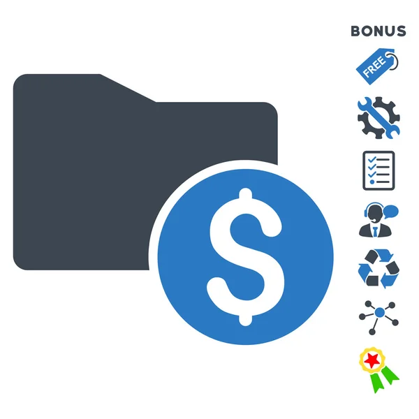 Carpeta de dinero plano Vector icono con bono — Vector de stock