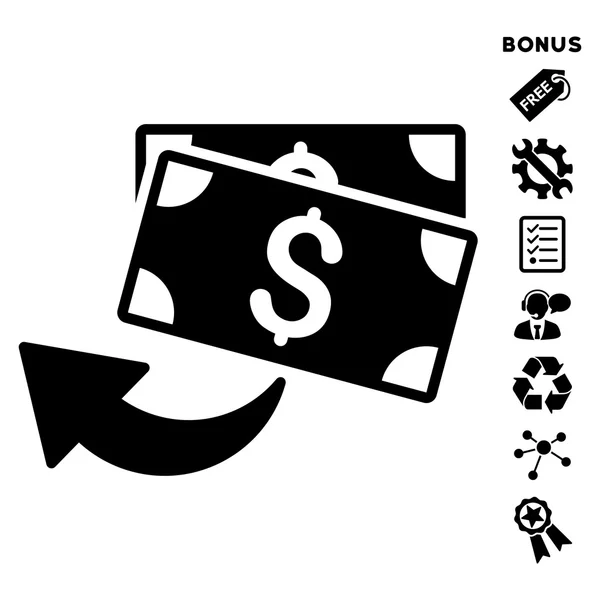 Icono de vector plano de devolución de dinero con bono — Vector de stock
