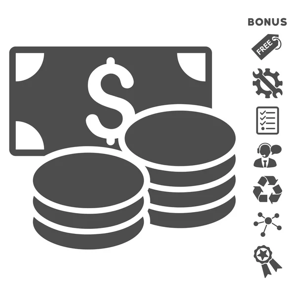 Cash platte Vector Icon met Bonus — Stockvector