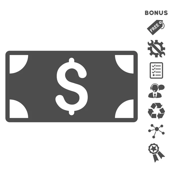 Dollar Banknote Flat Vector Icon With Bonus — Stock Vector