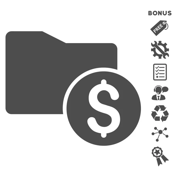 Carpeta de dinero plano Vector icono con bono — Archivo Imágenes Vectoriales