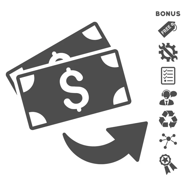 Enviar dinero plano Vector icono con bono — Vector de stock