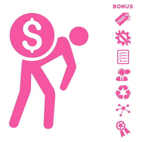 Finansowe kuriera płaskie wektor ikona z Bonus — Wektor stockowy