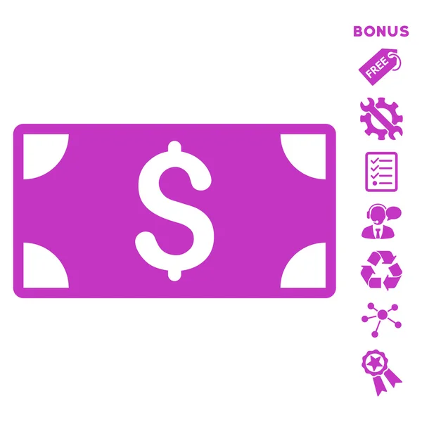 Bonus ile Doları banknot düz vektör simgesi — Stok Vektör