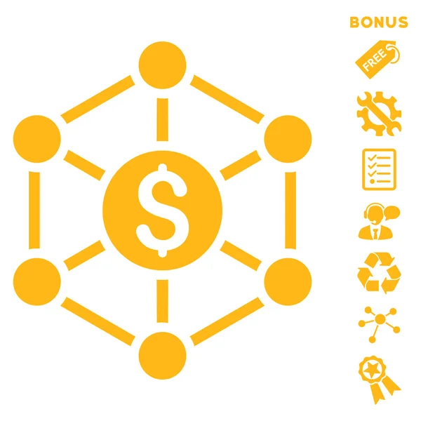 Icono plano del vector del esquema radial financiero con la prima — Vector de stock