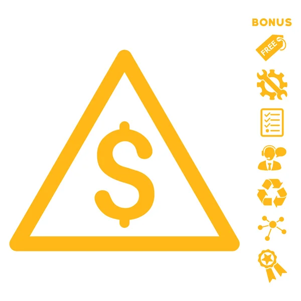 Peníze varování plochý vektorové ikony s bonusem — Stockový vektor