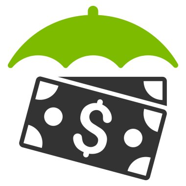 Banknot şemsiye düz glif simgesi