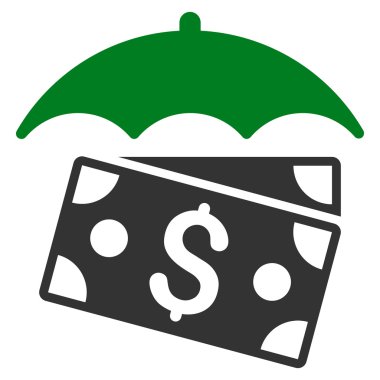 Banknot şemsiye düz vektör simgesi